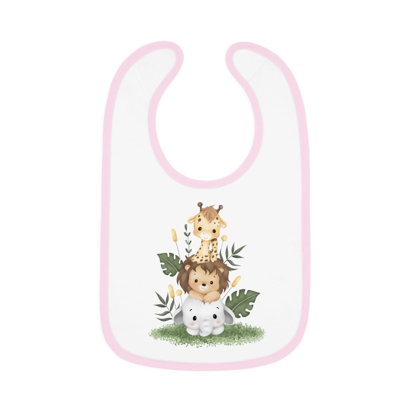 Cute Zoo Baby Bib with Contrast Trim