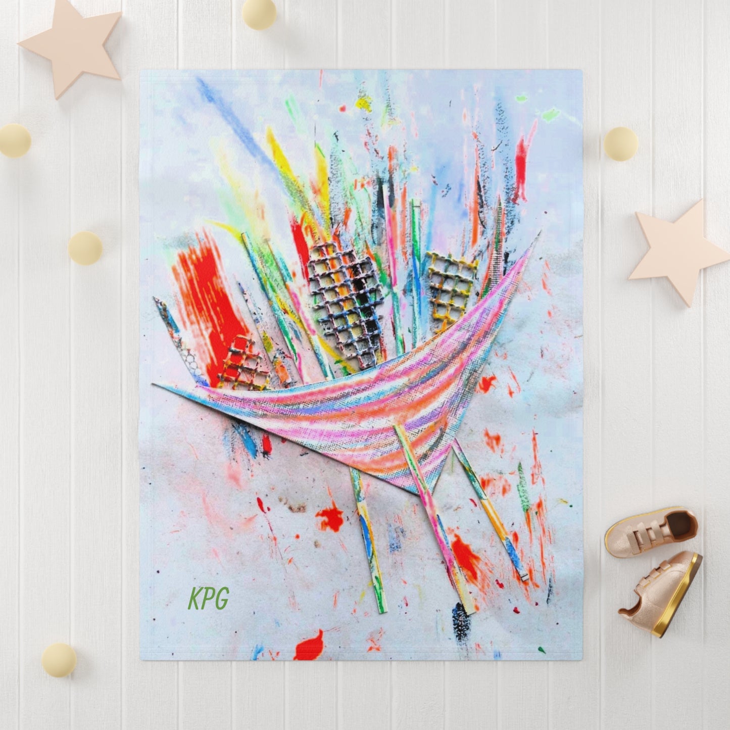 Colorful Artistic Fleece Baby Blanket designed by Karen Gonzalez - Soft & Cozy Keepsake