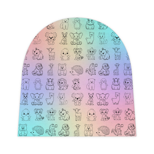 Pastel Rainbow Cute Animal Baby Beanie - Soft Cotton Hat for Infants & Toddlers