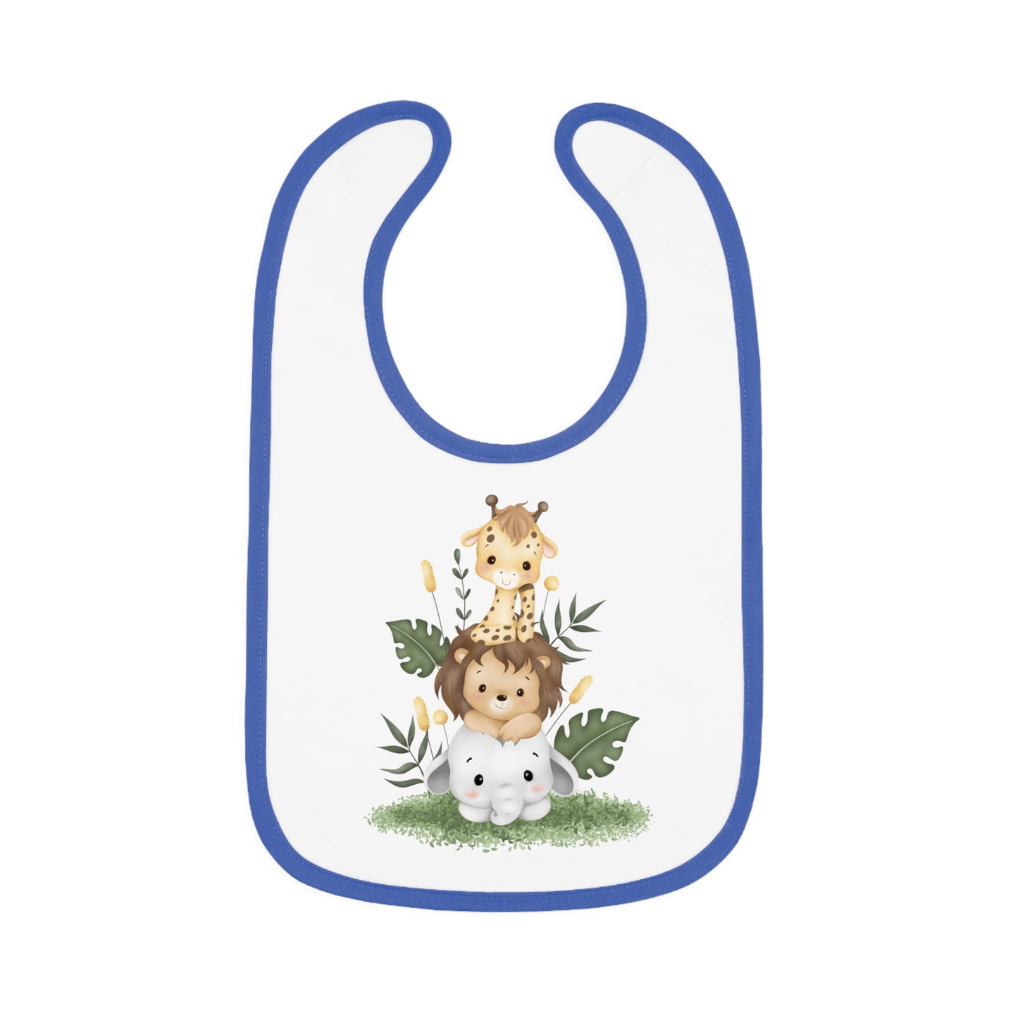 Cute Zoo Baby Bib with Contrast Trim