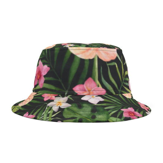 Island Vibes Floral & Palm Bucket Hat