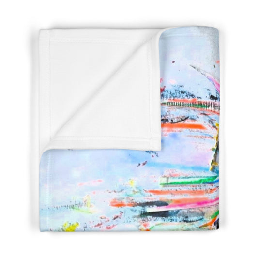 Colorful Artistic Fleece Baby Blanket designed by Karen Gonzalez - Soft & Cozy Keepsake