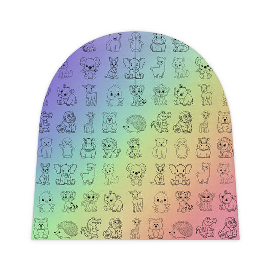 Over the Rainbow Cute Animal Baby Beanie - Soft Cotton Hat for Infants & Toddlers