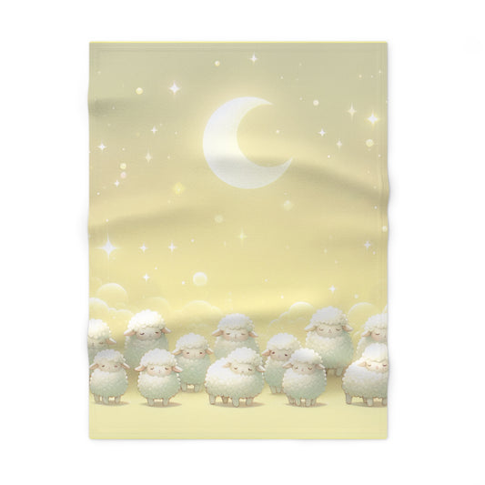 Cozy Sheep Themed Fleece Baby Blanket - Dreamy Moon Design