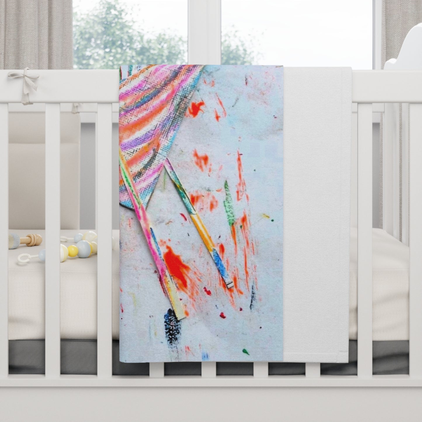 Colorful Artistic Fleece Baby Blanket designed by Karen Gonzalez - Soft & Cozy Keepsake