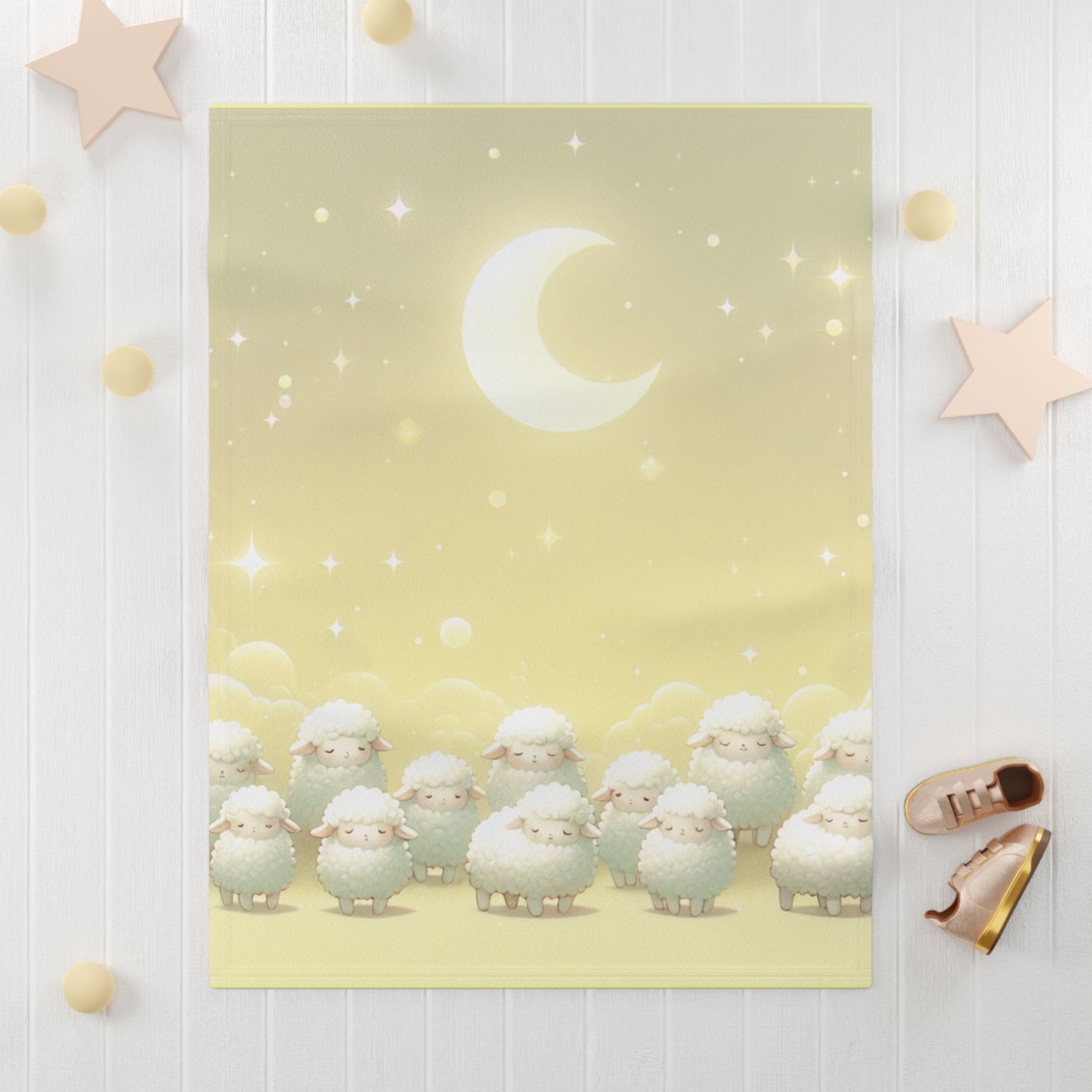 Cozy Sheep Themed Fleece Baby Blanket - Dreamy Moon Design
