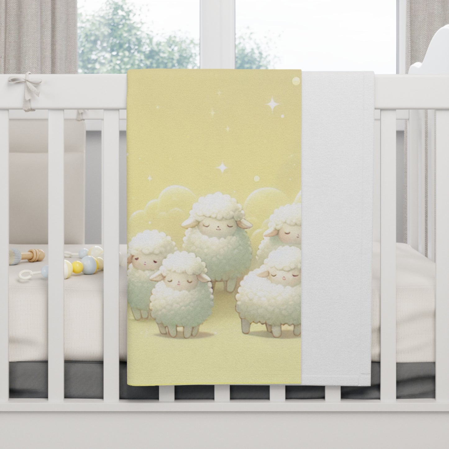 Cozy Sheep Themed Fleece Baby Blanket - Dreamy Moon Design